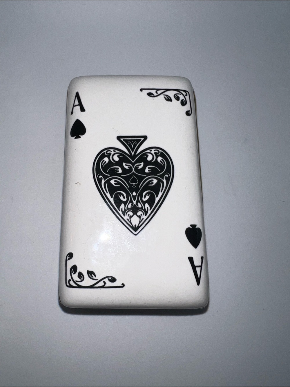 Source Unknown Black and White Ceramic Ace of Spades Tile